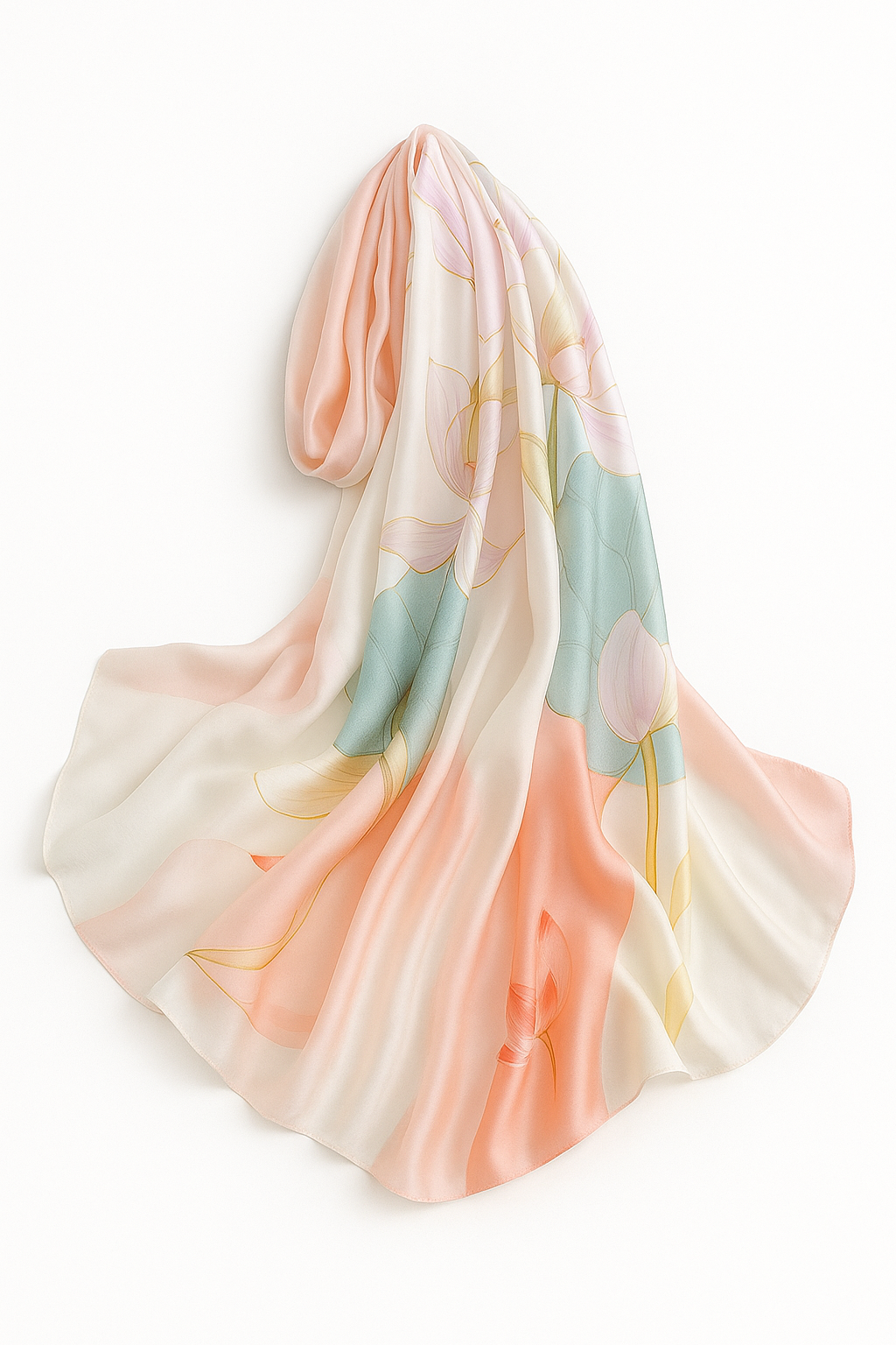 Louts flower green pink scarf