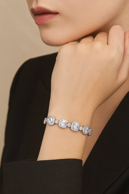 Round clear zircon stone rhodium plated bracelets for girls