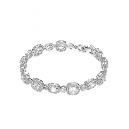 Round clear zircon stone rhodium plated bracelets for girls