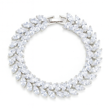Trendy classic leaf clear cut cubic zircon bracelets for girls