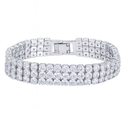 Silver plated three row crystal zircon bracelets for girls & women