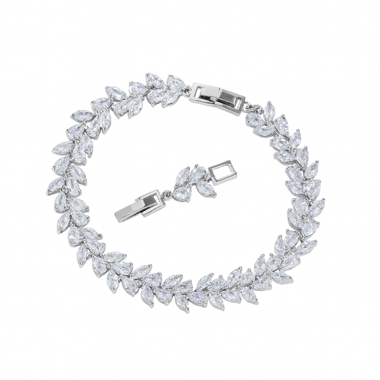 White leaves diamond bracelet.
