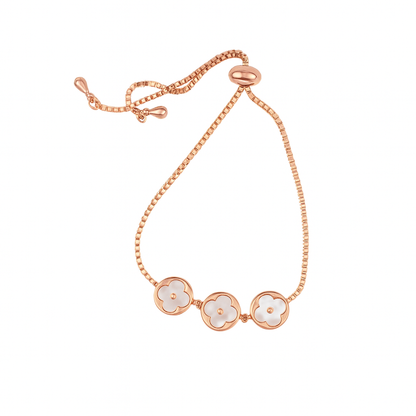 Three flower pearl rose gold bracelet