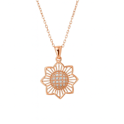 sunflower design with crystal  pendant necklace