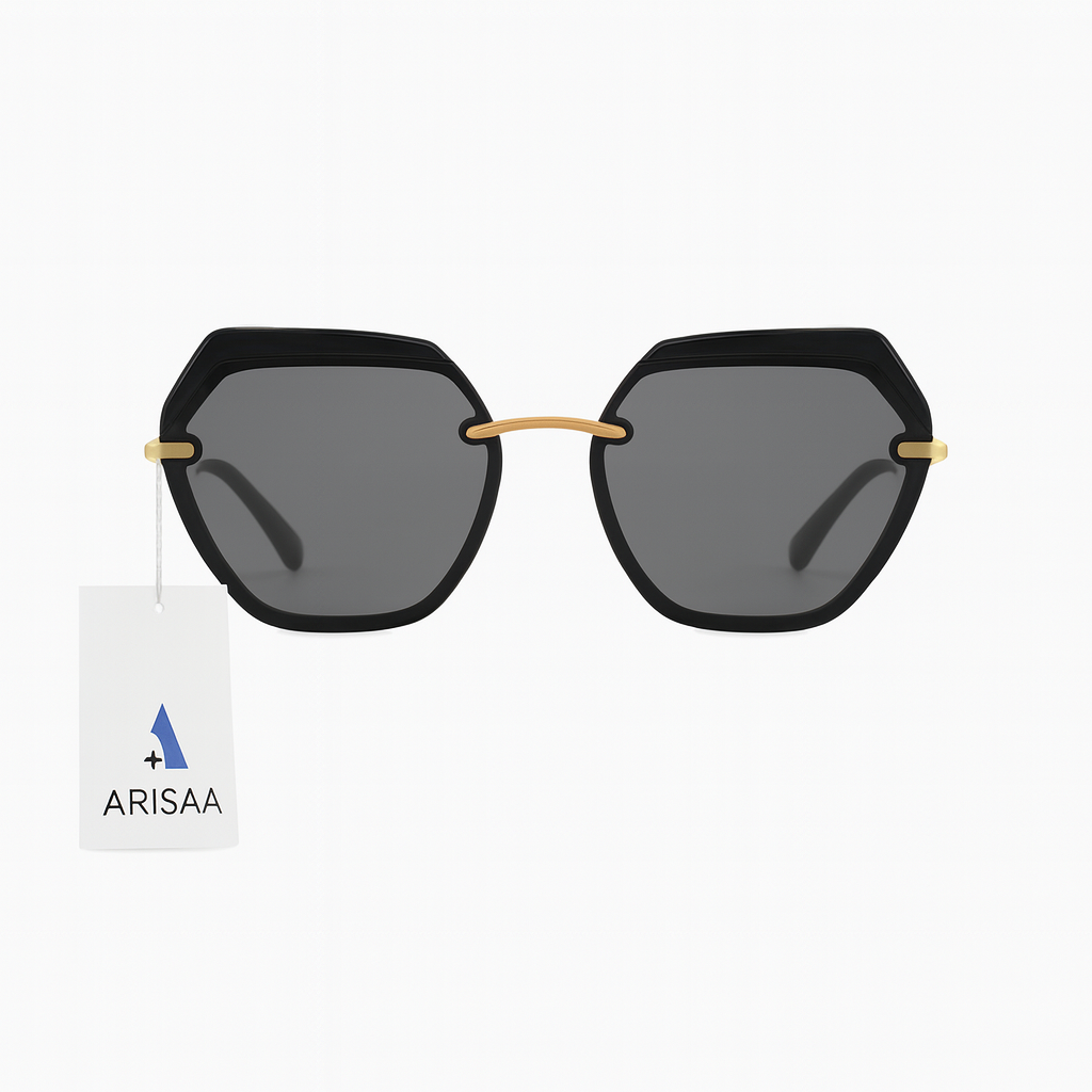 Round Rectangular Black Sunglasses
