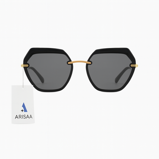 Round Rectangular Black Sunglasses