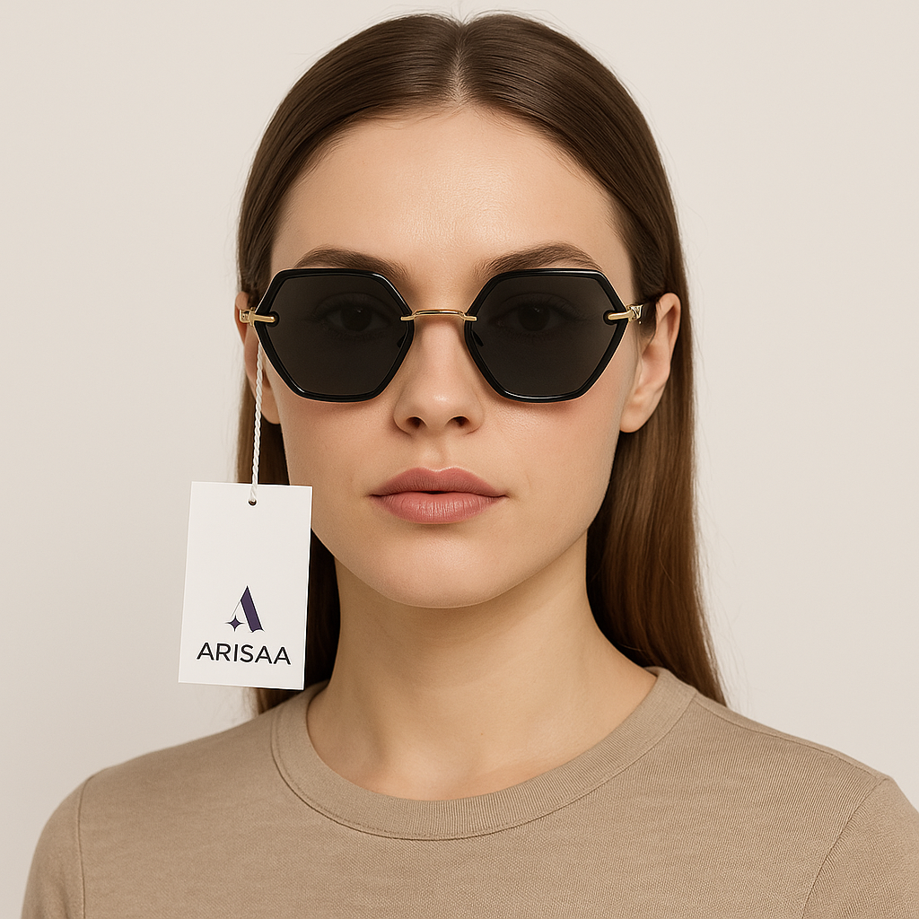 Round Rectangular Black Sunglasses