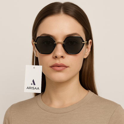 Round Rectangular Black Sunglasses