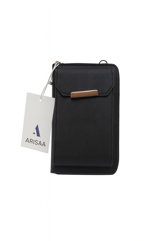 Black leather phone case