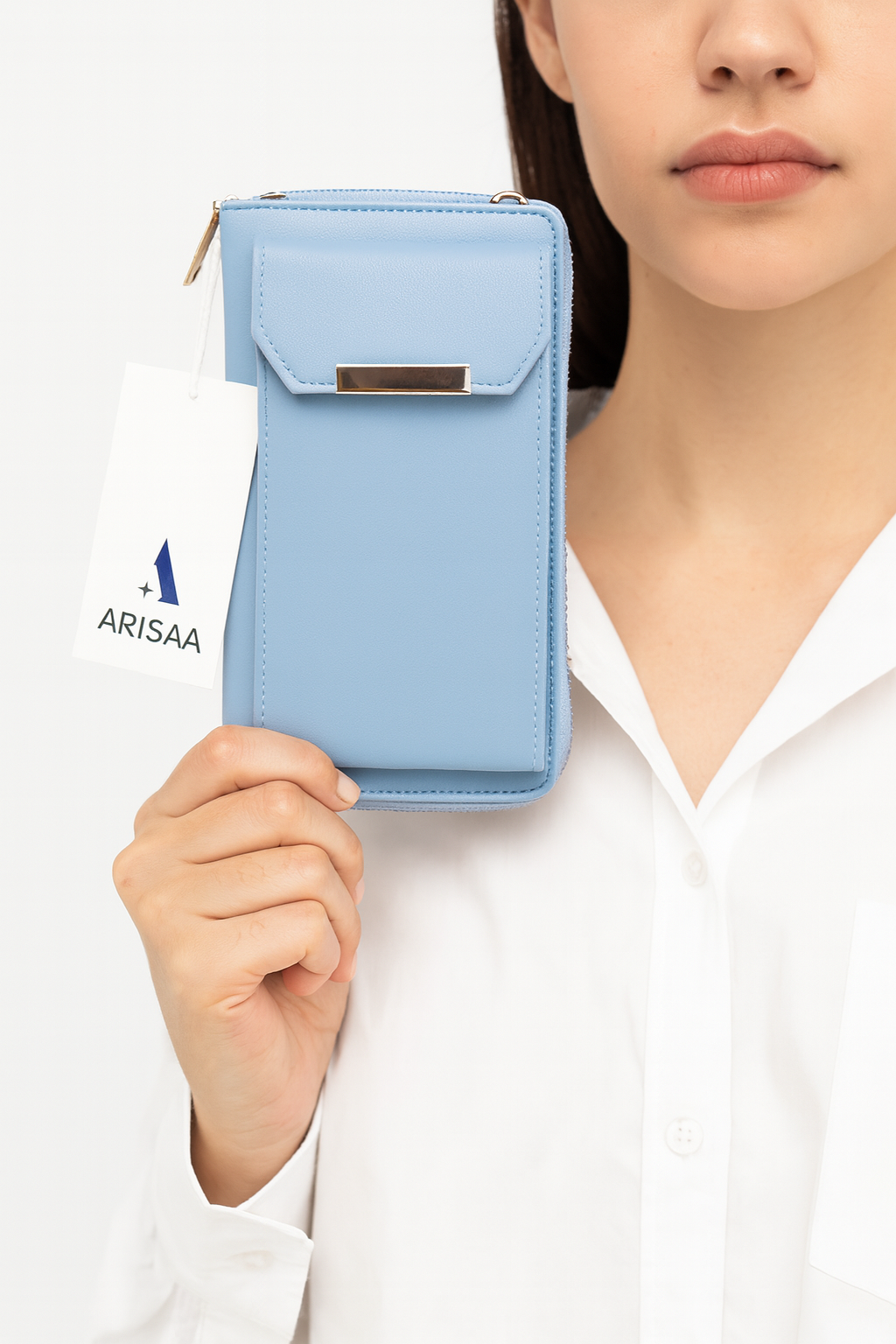 Blue leather phone case