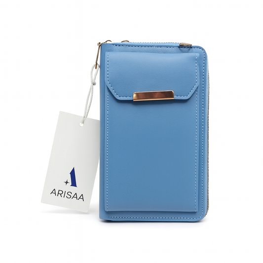 Blue leather phone case