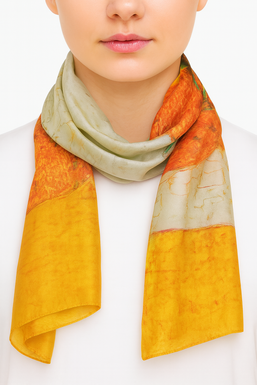 Sunflower print brite yellow scarf