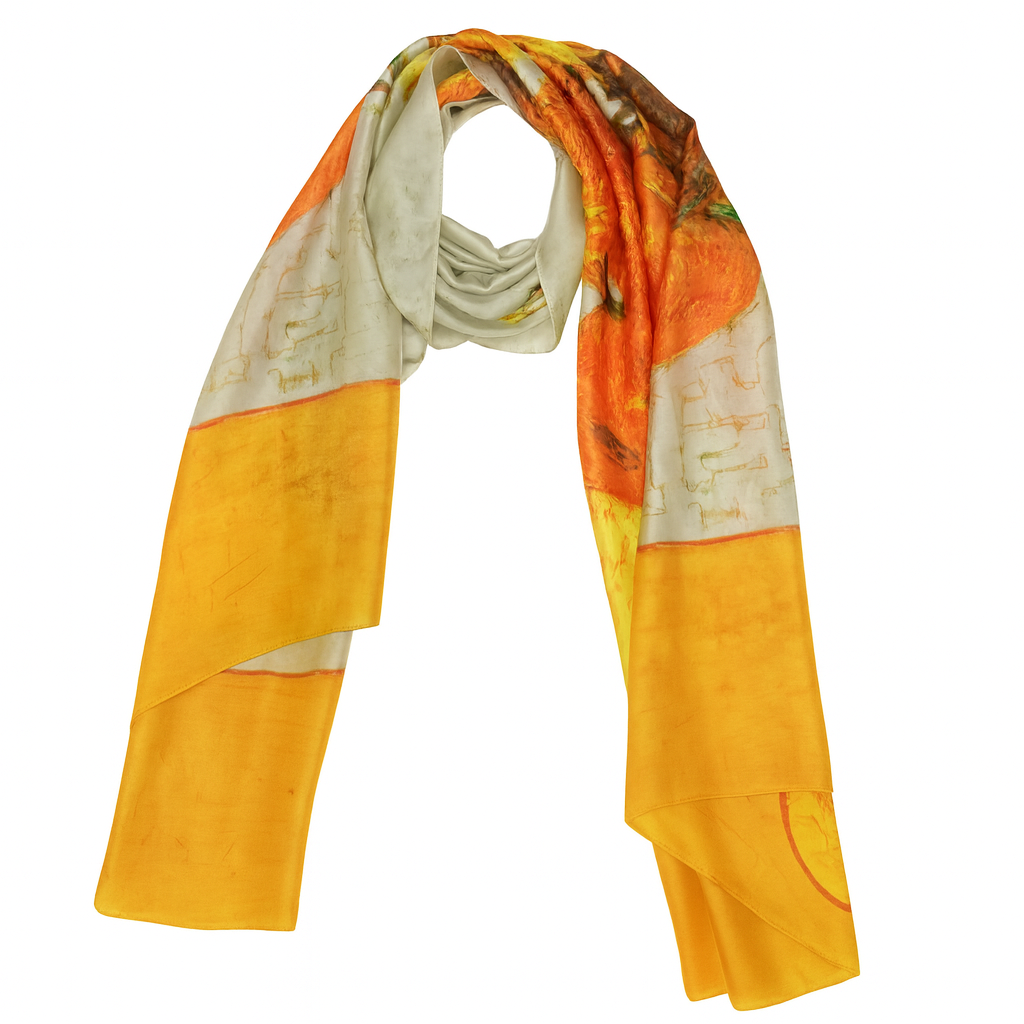 Sunflower print brite yellow scarf