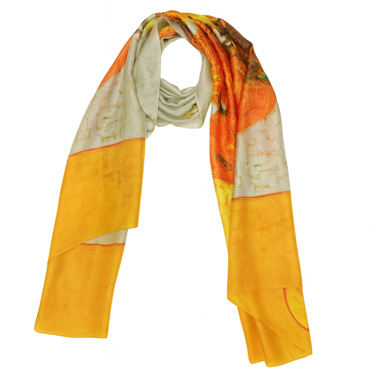 Sunflower print brite yellow scarf