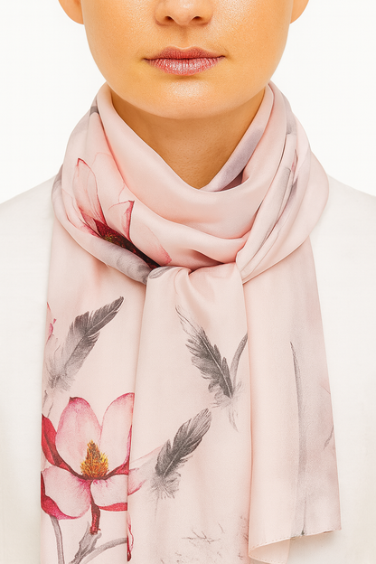 Red flower peach colour scarf