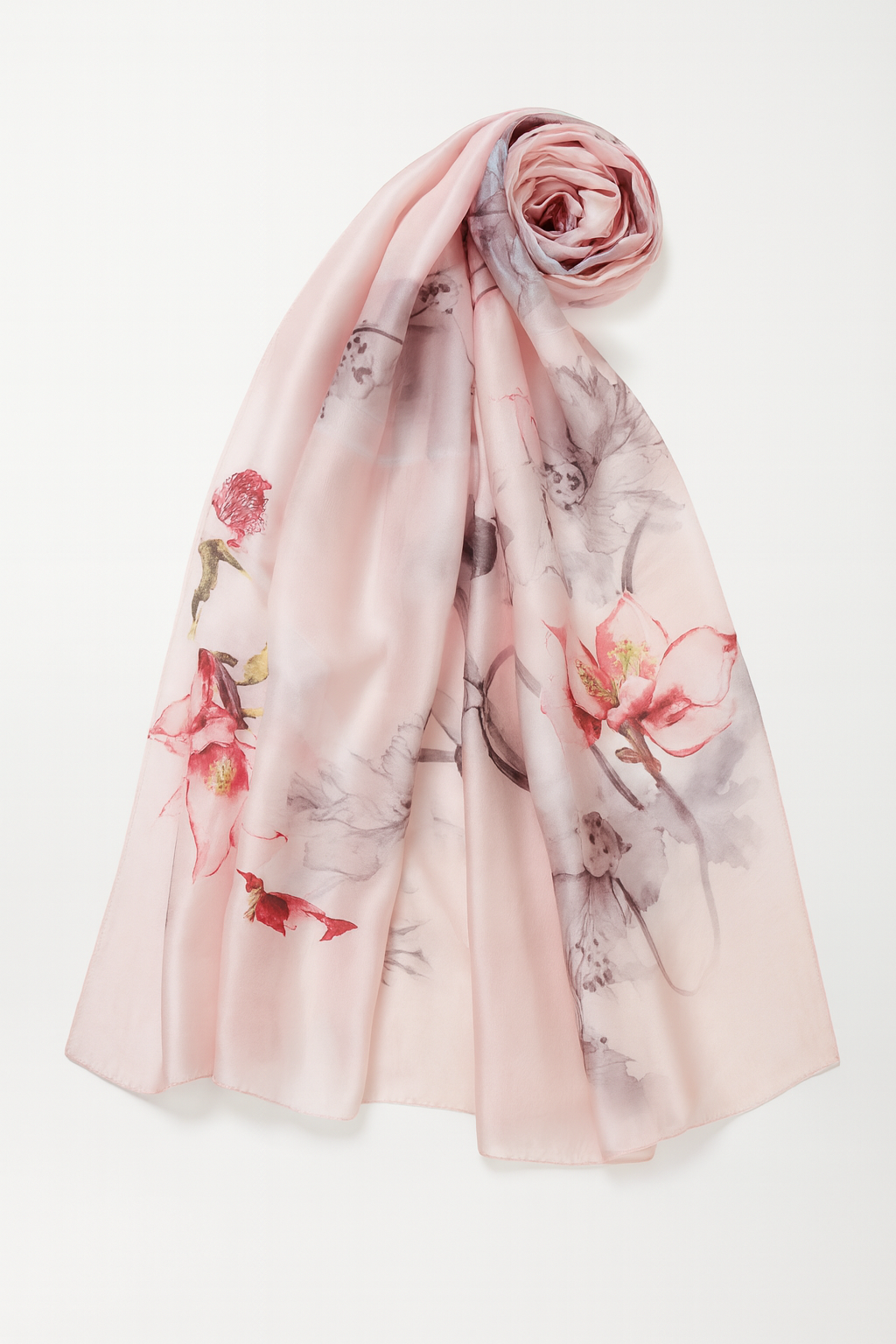 Red flower peach colour scarf