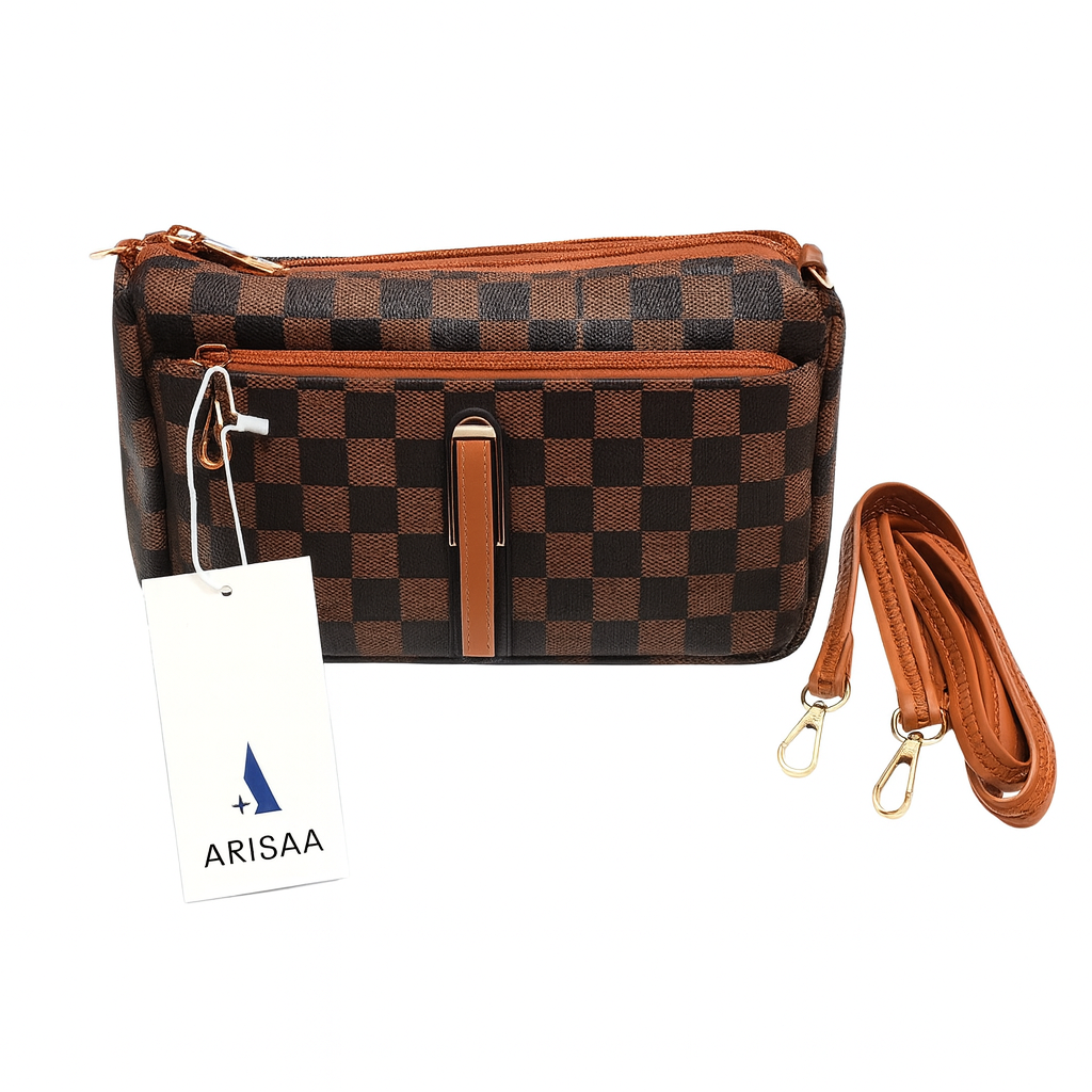 Cross box patten fancy hand bag