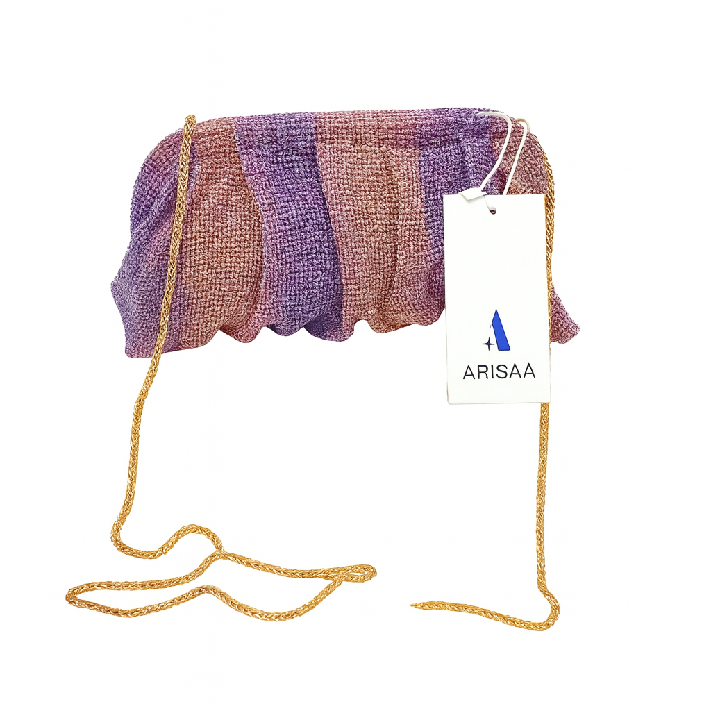 Crystal blue and brown fancy purse with chain