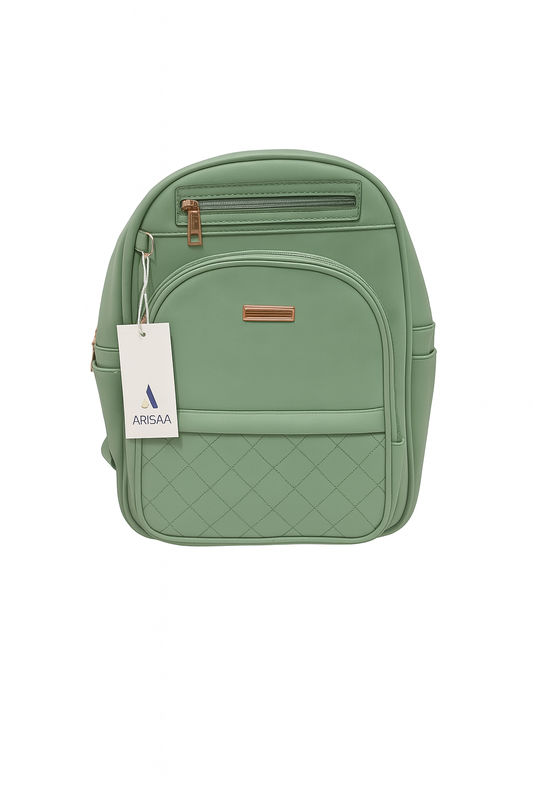 Designer green colour bag pack with pouch