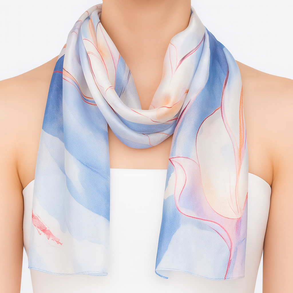 Grey flower printed  scarf