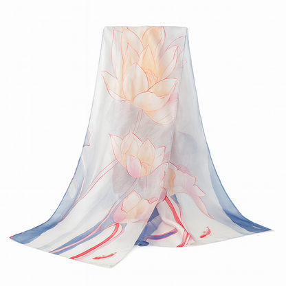 Grey flower printed  scarf