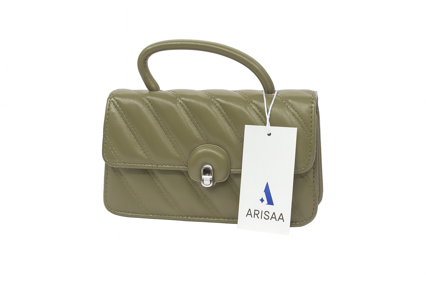 Green colour leather hand bag