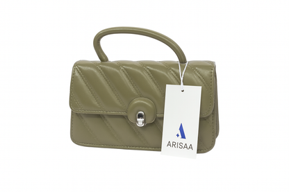 Green colour leather hand bag