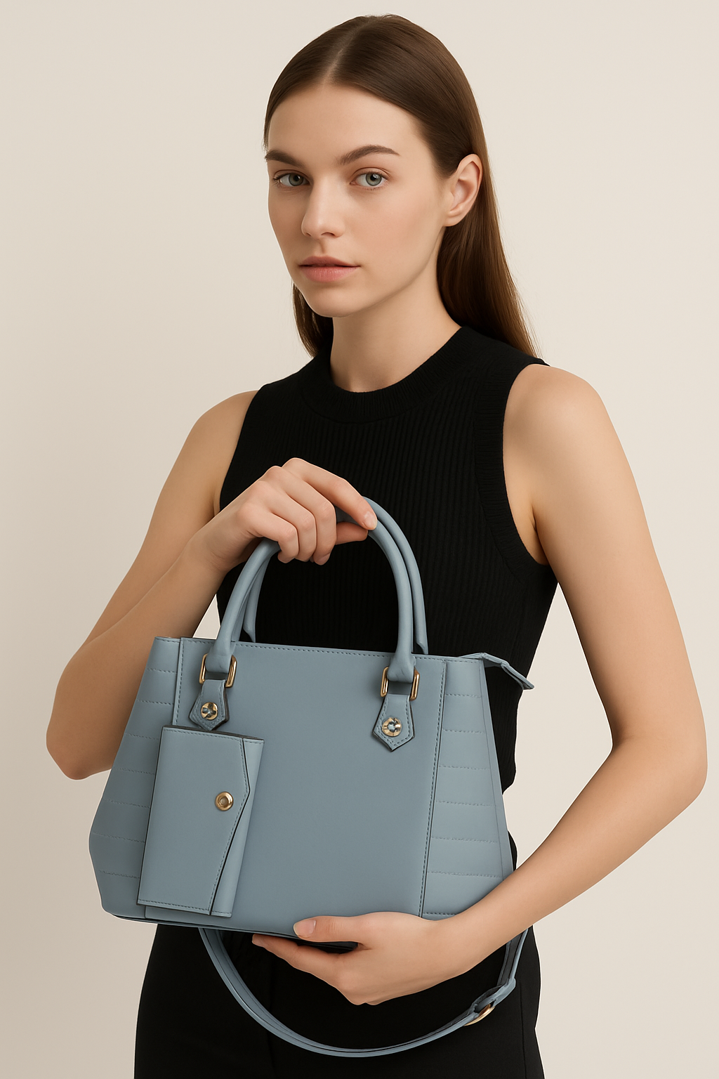 Grey colour purse and wallet set