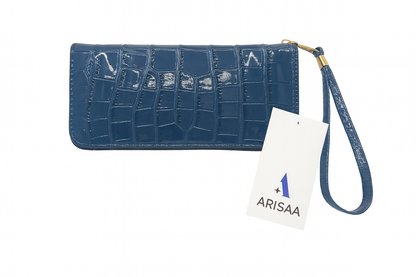 Luxurious look crocodile skin blue wallet