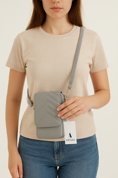 Many pocket  zipper smart look grey wallet