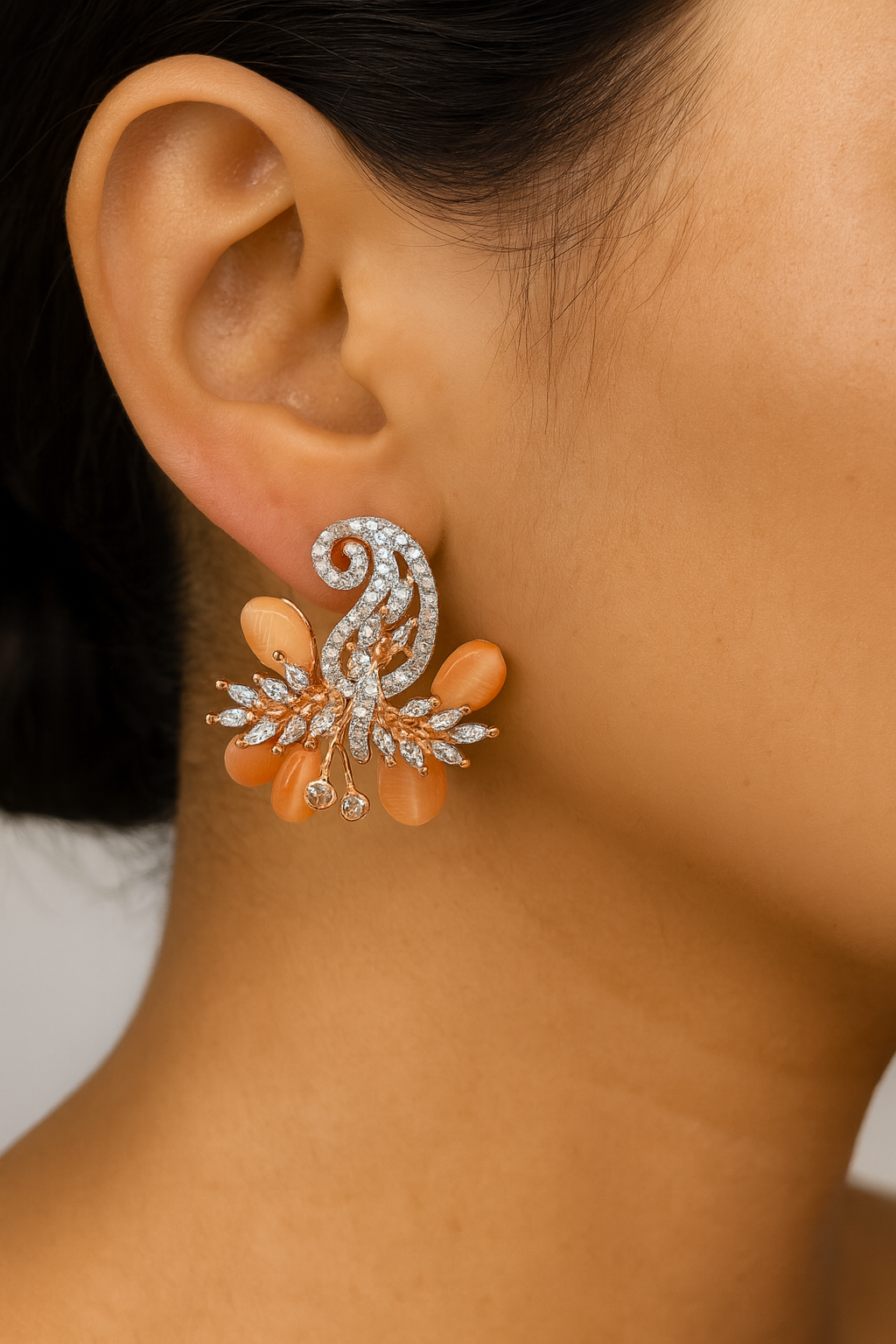 Orange Carnelian designer earring