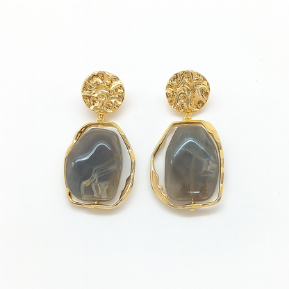 Golden Natural Stone Drop Earring