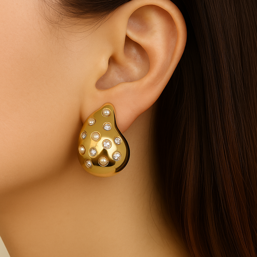 Chunky Diamond Water Drop Stud Earring