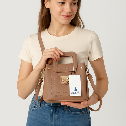 Smart long tan handbag