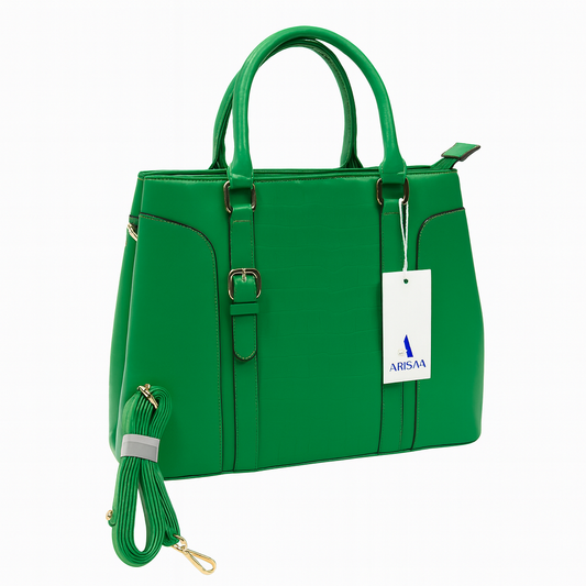 Smooth green colour hand bag