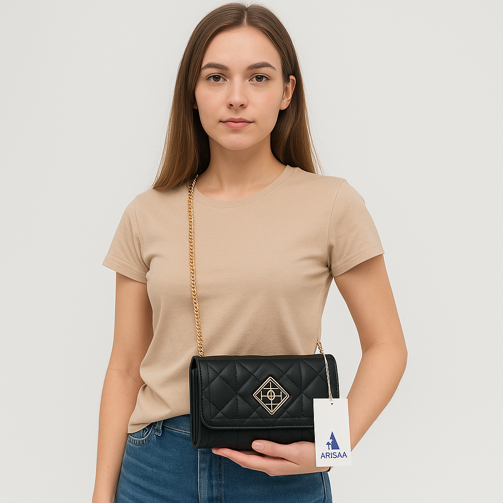 Stylish black colour hand purse