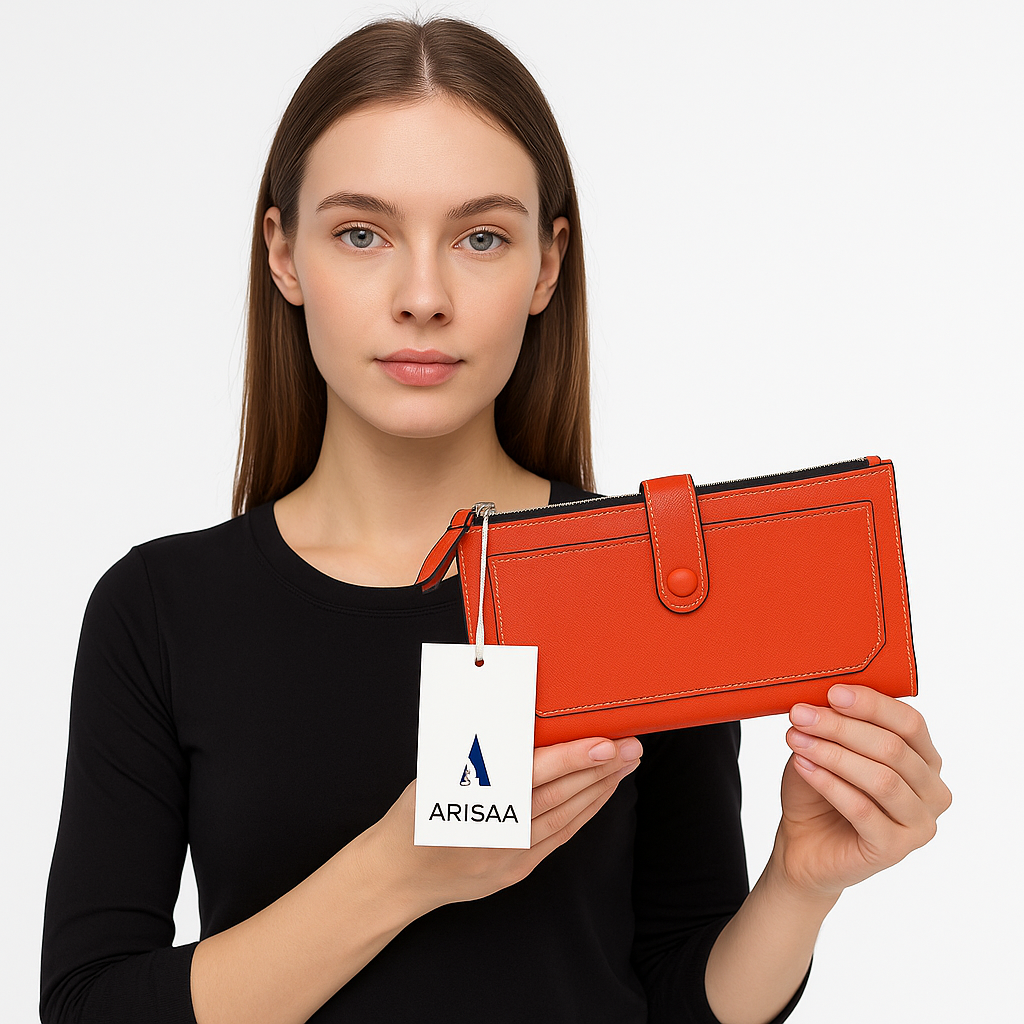 Modern look orange zipper wallet