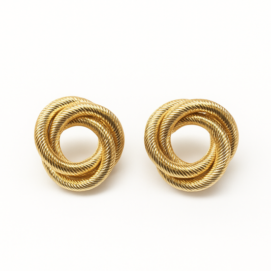 Small gold twist stud earring