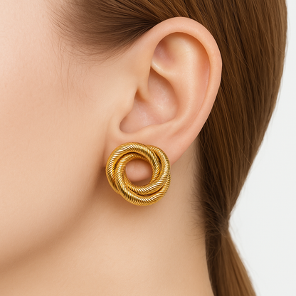 Small gold twist stud earring