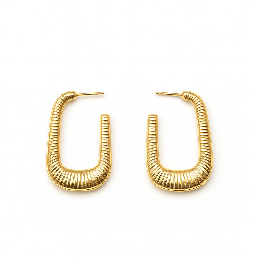 Rectangle long gold dangles