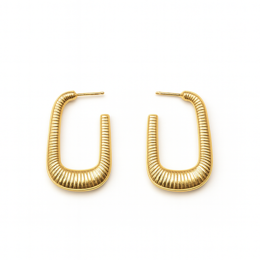 Rectangle long gold dangles