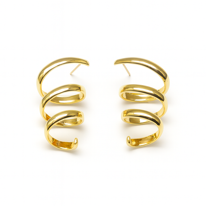 New gold long twisted rope circle earring