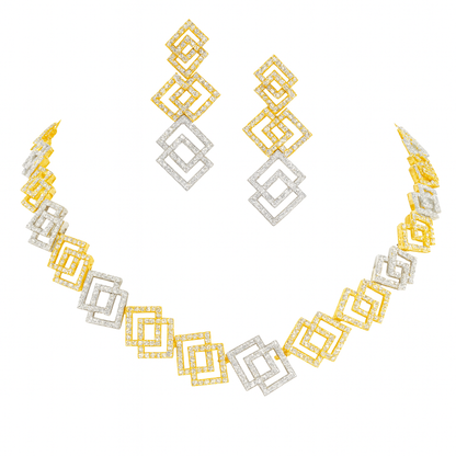 AMERICAN DIAMOND BRIDAL NECKLACE SET & CLASSIC EARRINGS JEWELLERY SET for women