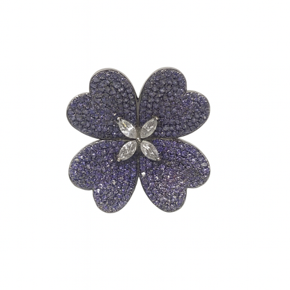 Luxury purple colour flower shape cubic crystal finger ring