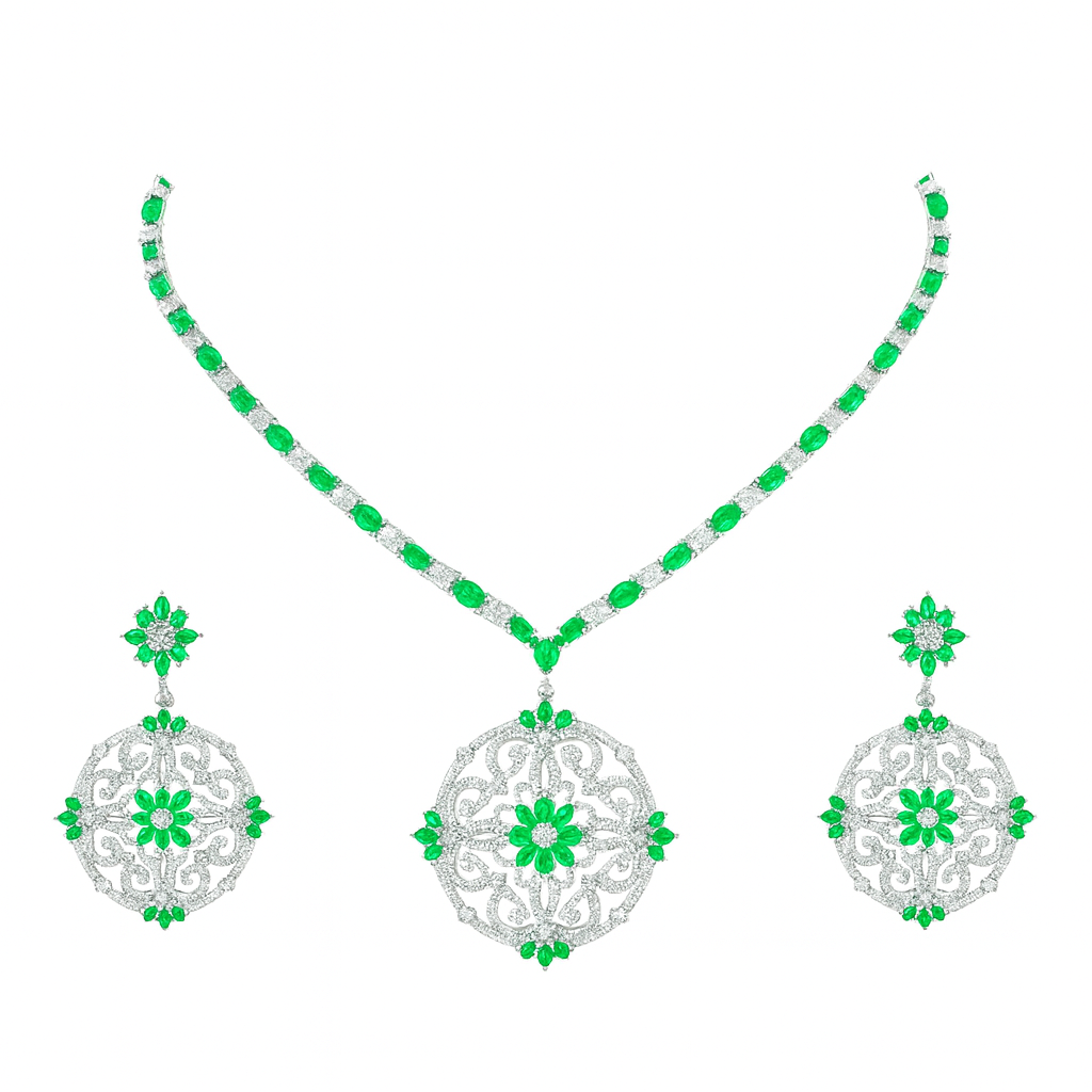 Zircons Diamond Popular Fashion Trendy Women Bridal necklace set for women