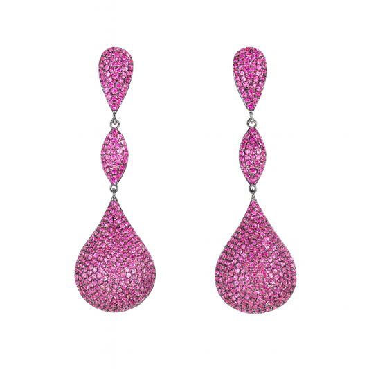 Luxury full micro pave cubic zirconia red long dangle earring for girls