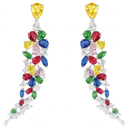 Fashionable colourful crystal long tassel earring for women
