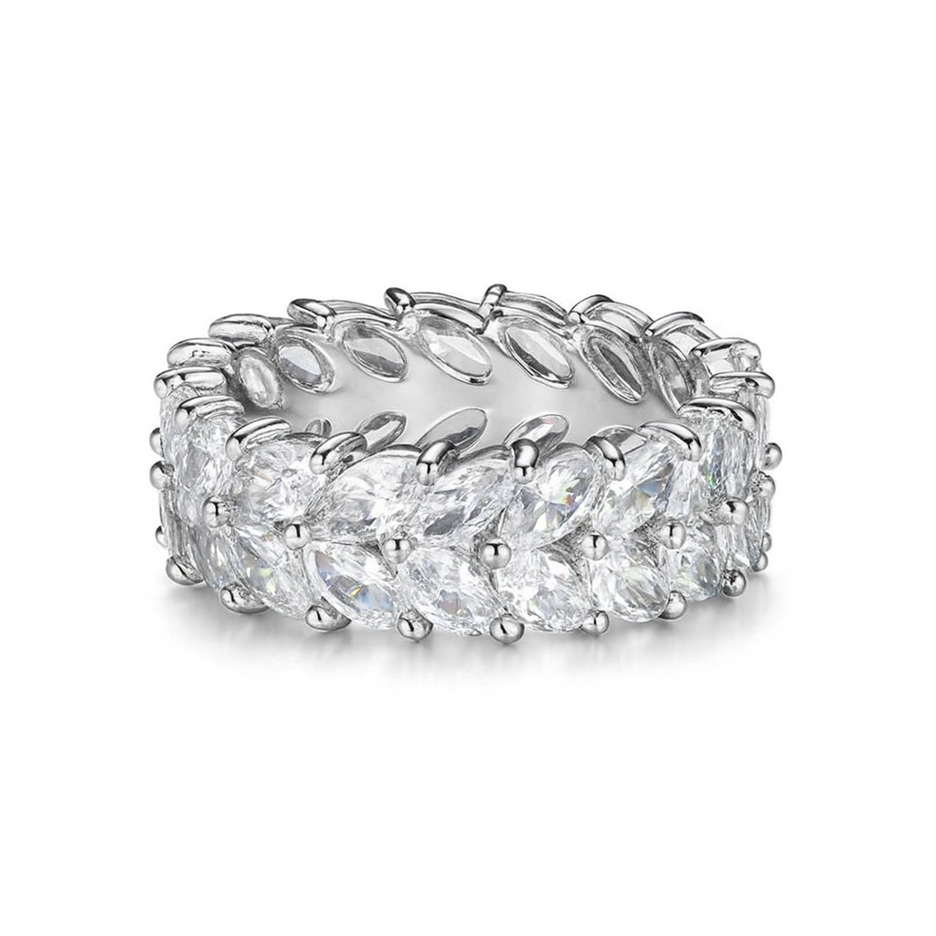 Luxury cubic zirconia stone pave olive leave style finger ring for girls & women