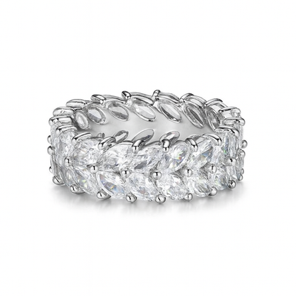 Luxury cubic zirconia stone pave olive leave style finger ring for girls & women