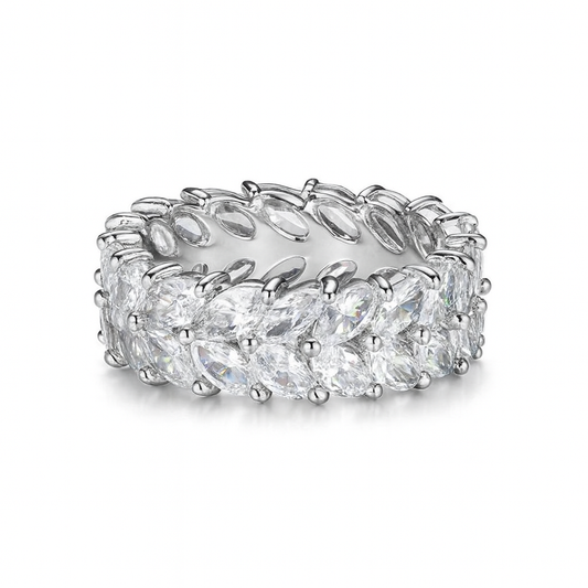 Luxury cubic zirconia stone pave olive leave style finger ring for girls & women